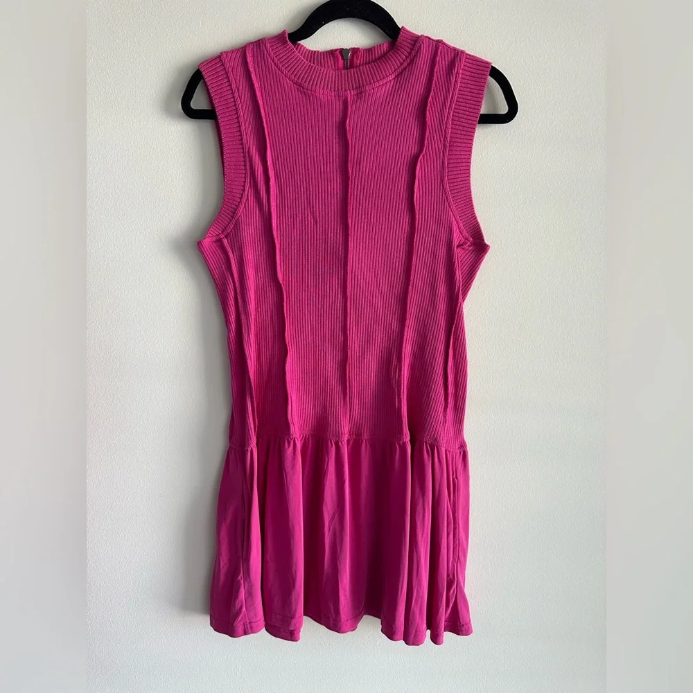 NWT Anthropologie Daily Practice Buzzer Beater Cotton Blend Pink Mini Dress Sz M - Picture 4 of 15